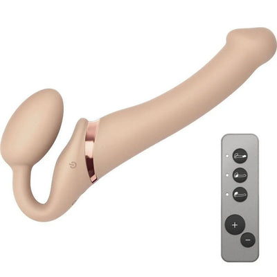 Strap-On-Me Remote Control Vibrating Bendable Strap-On Medium - Romantic Blessings