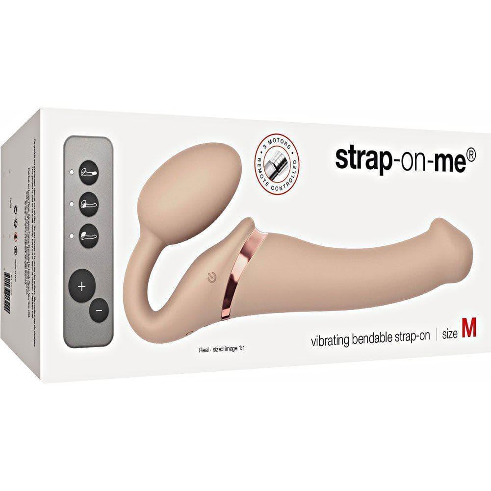 Strap-On-Me Remote Control Vibrating Bendable Strap-On Medium - Romantic Blessings