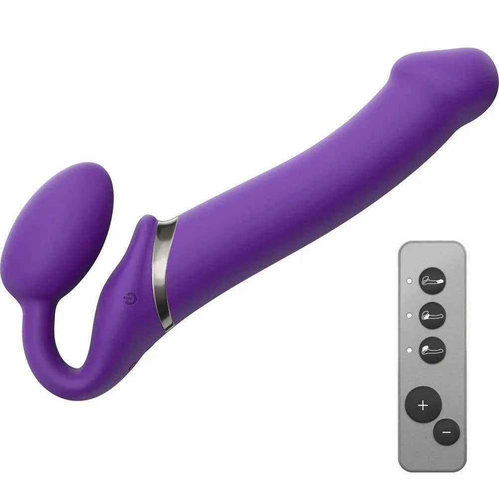 Strap-On-Me Remote Control Vibrating Bendable Strap-On Medium - Romantic Blessings