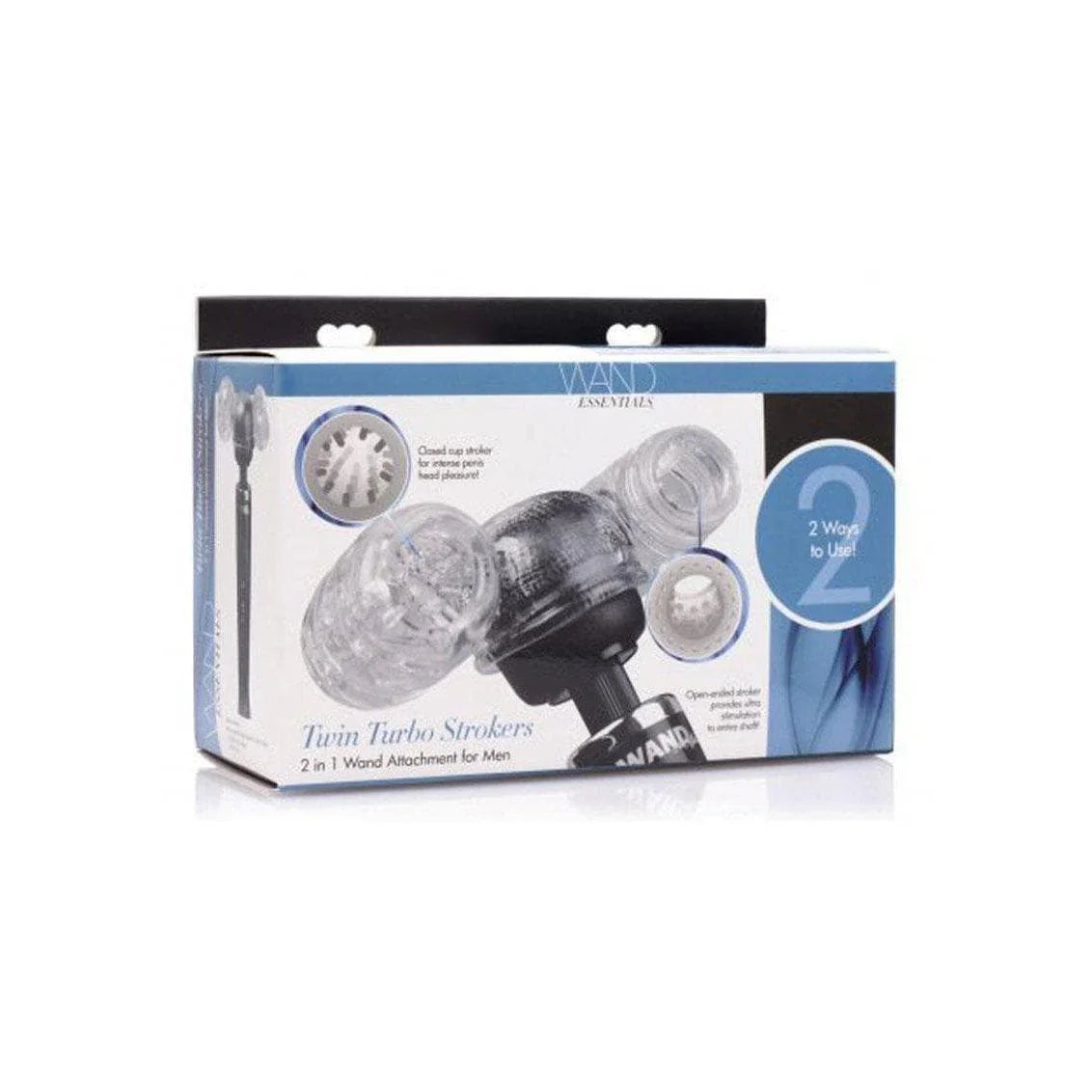 Wand Essentials Twin Turbo Strokers 2 In 1 Wand Attachment For Men Clear - Romantic Blessings