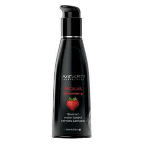 Wicked Aqua Water Based Flavored Lubricant Strawberry - Romantic Blessings
