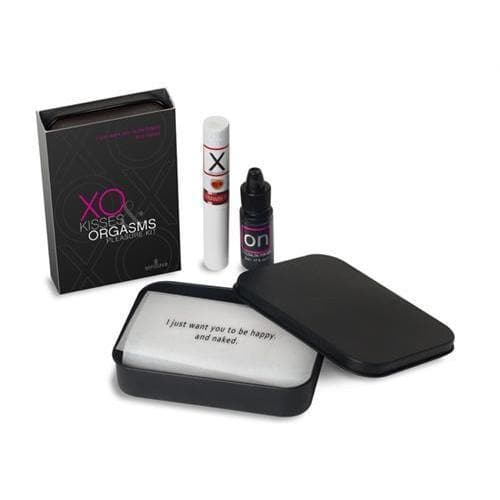 Xo Kisses & Orgasms Couples Pleasure Kit with Clitoral Arousal Oil and Buzzing Lip Balm - Romantic Blessings