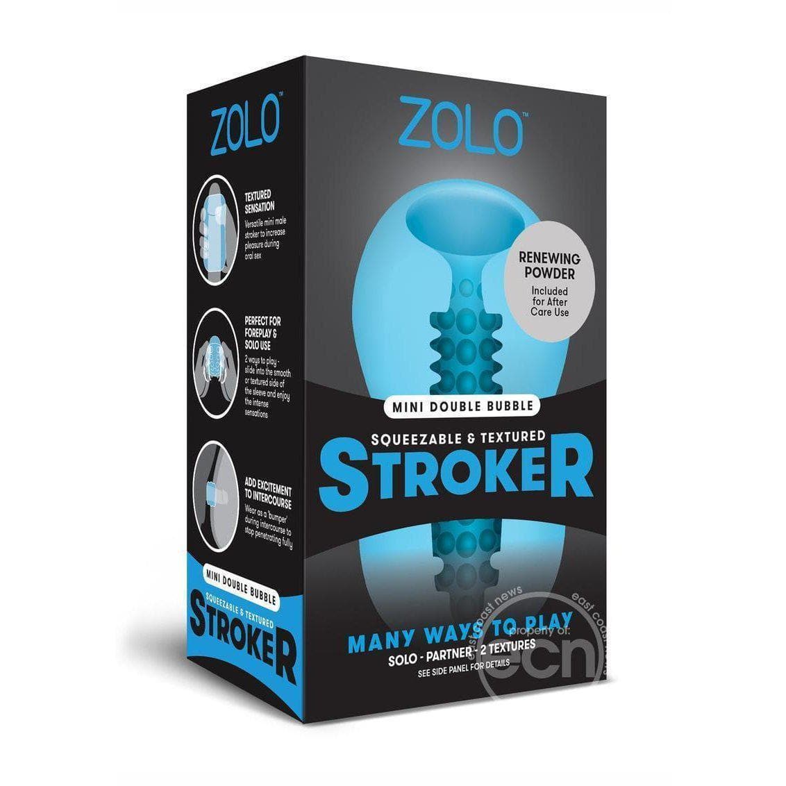 Zolo Squeezable & Textured Mini Double Bubble Male Stroker Non Vibrating - Romantic Blessings