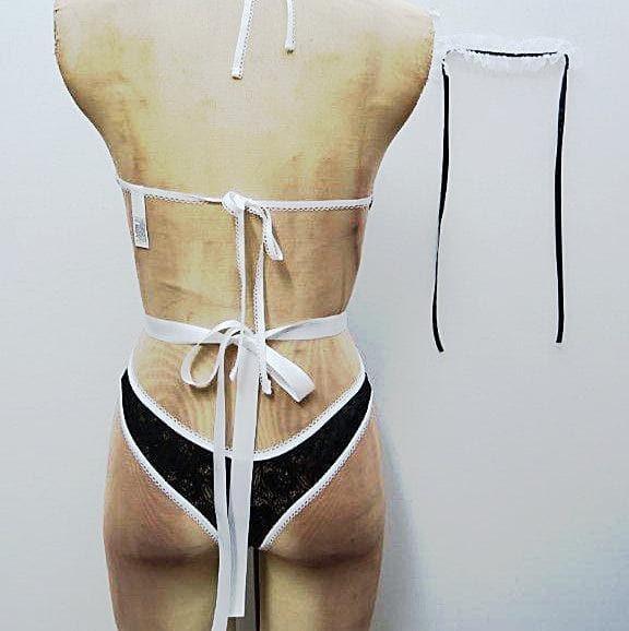 Escante Frenchy Maid Teddy Black/White - Romantic Blessings