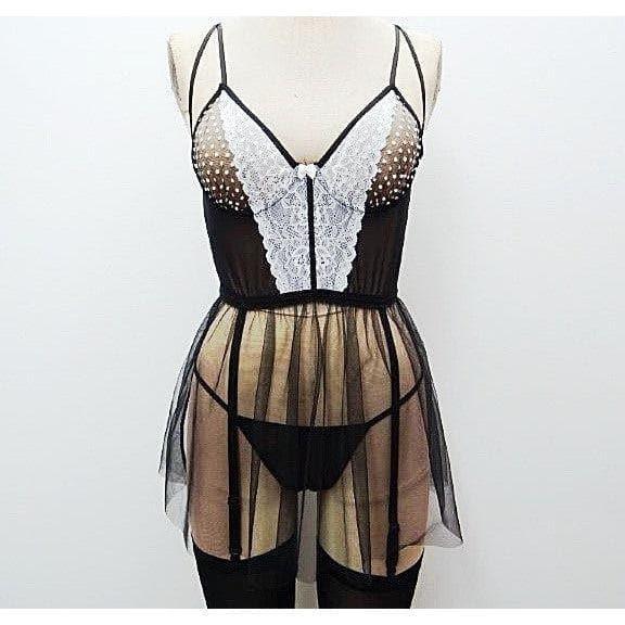 Escante Maid Babydoll Black/White - Romantic Blessings