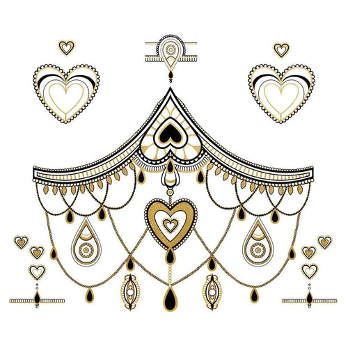 Coco Body Temporary Gold Tattoos 4 Sheets - Romantic Blessings