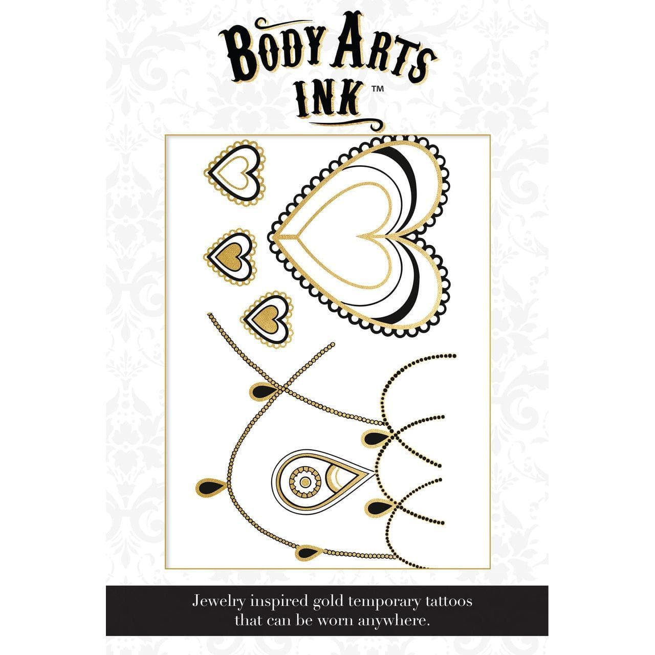 Coco Body Temporary Gold Tattoos 4 Sheets - Romantic Blessings