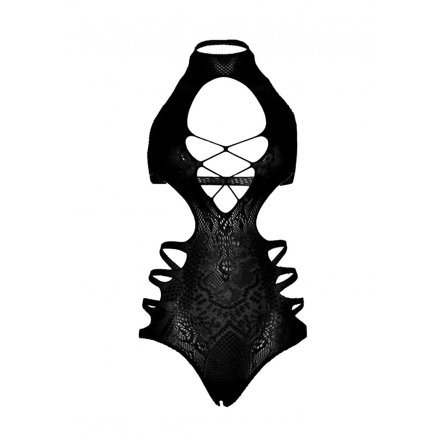 Leg Avenue Lace Cut Out Strappy Bodysuit - O/S - Black - Romantic Blessings