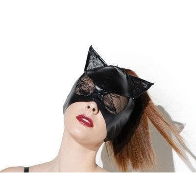 Coquette Cat Mask with Lace Eyes and Ears Black - Romantic Blessings