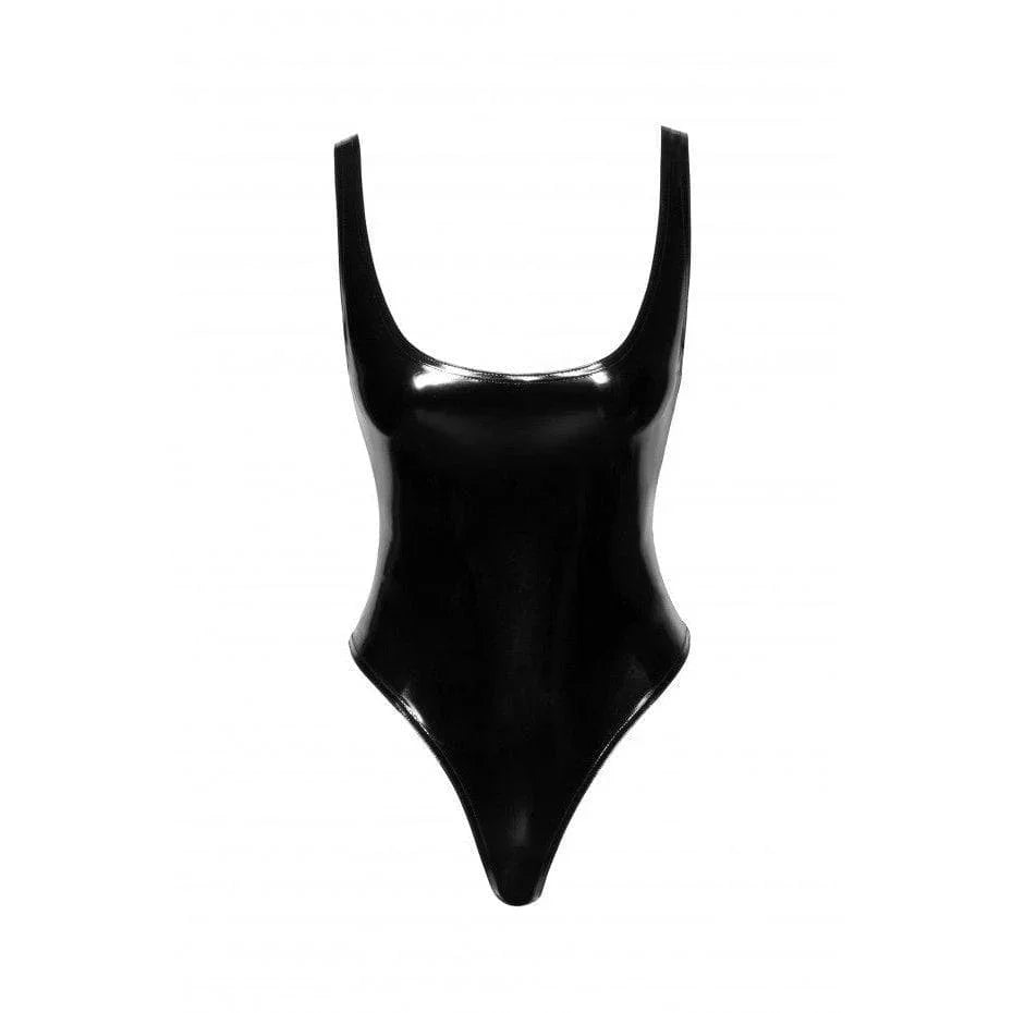 Noir Handmade PVC Bodysuit With High-Cut Bottom Hem - Romantic Blessings