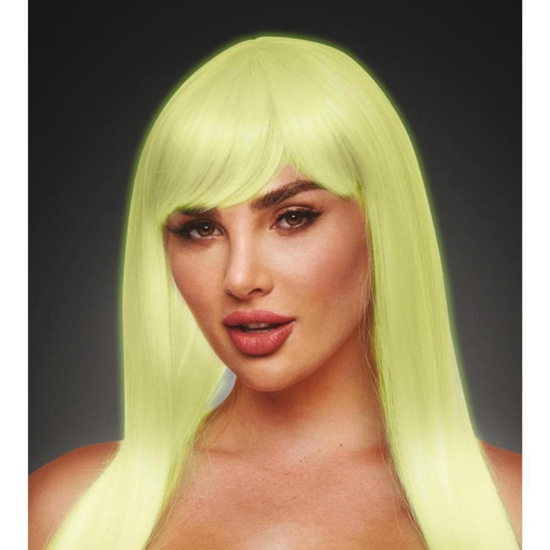 Pleasure Wigs Amber Wig White and Glow in the Dark Neon Yellow - Romantic Blessings