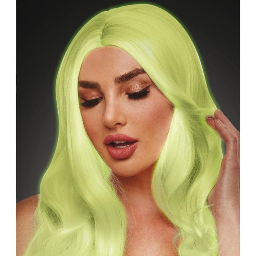 Pleasure Wigs Jessie Wig White and Glow in the Dark Neon Yellow - Romantic Blessings