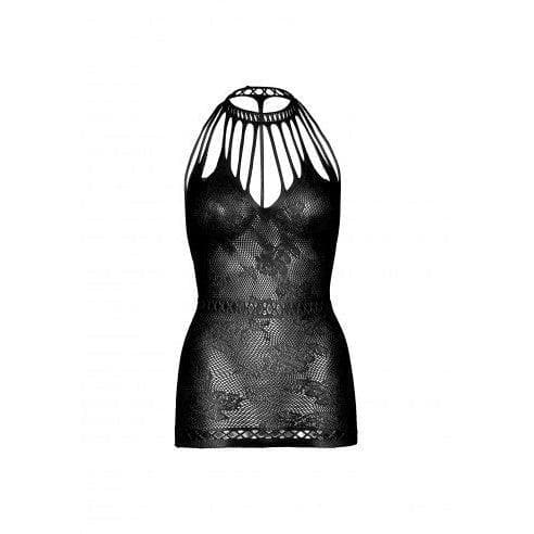 Leg Avenue Mini Dress with Net Cut-Outs and Strappy Accents O/S - Black - Romantic Blessings