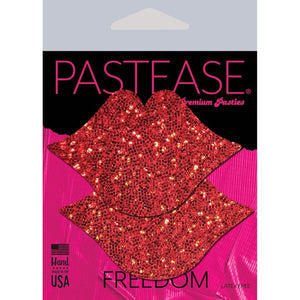 Pastease Kisses: Red Glittering Lip Nipple Pasties - Romantic Blessings