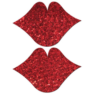 Pastease Kisses: Red Glittering Lip Nipple Pasties - Romantic Blessings