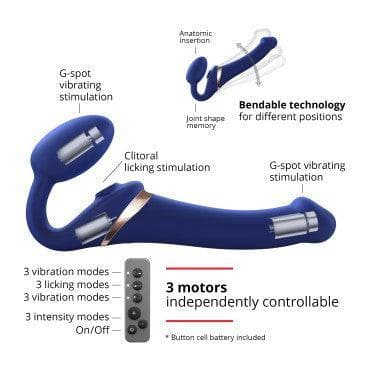 Strap-On-Me Multi Orgasm Bendable 3 Motor Strap-On Large - Romantic Blessings