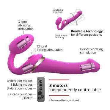 Strap-On-Me Multi Orgasm Bendable 3 Motor Strap-On Medium - Romantic Blessings