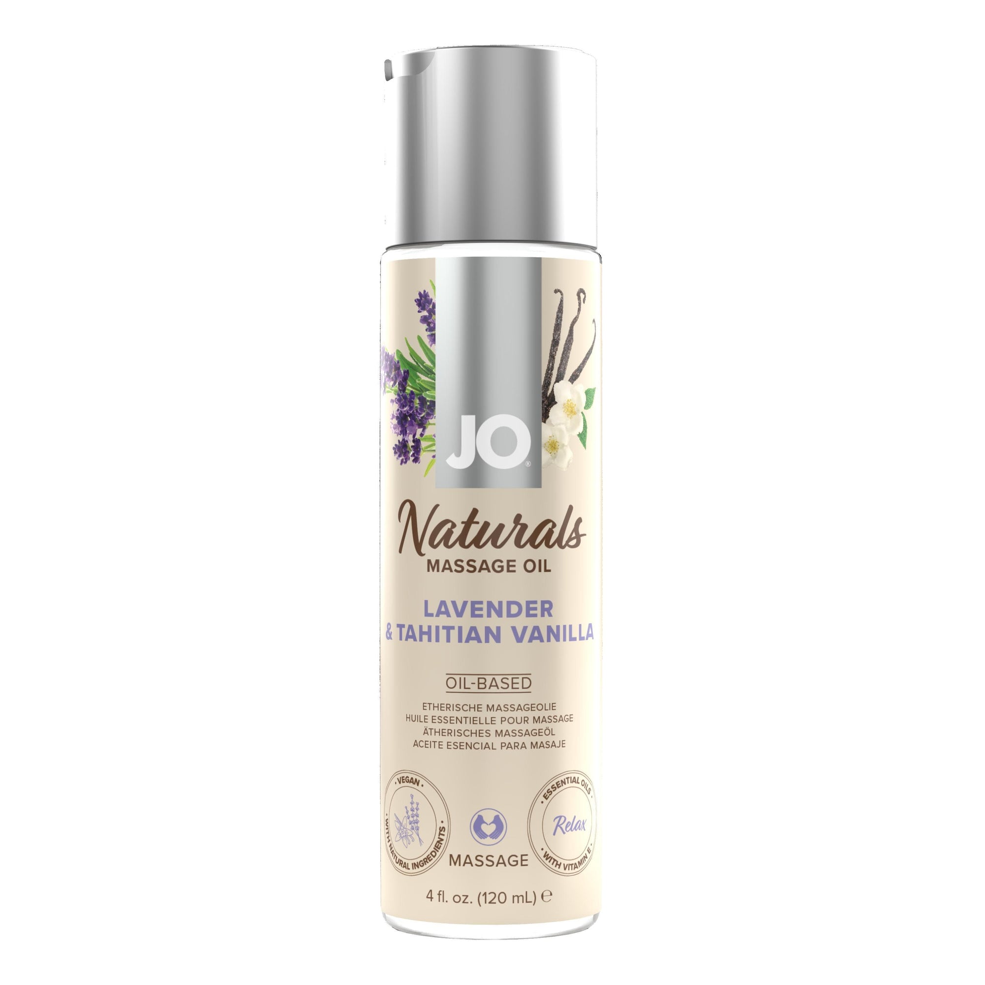 JO Naturals Lavender & Tahitian Vanilla Massage Oil 4oz - Romantic Blessings