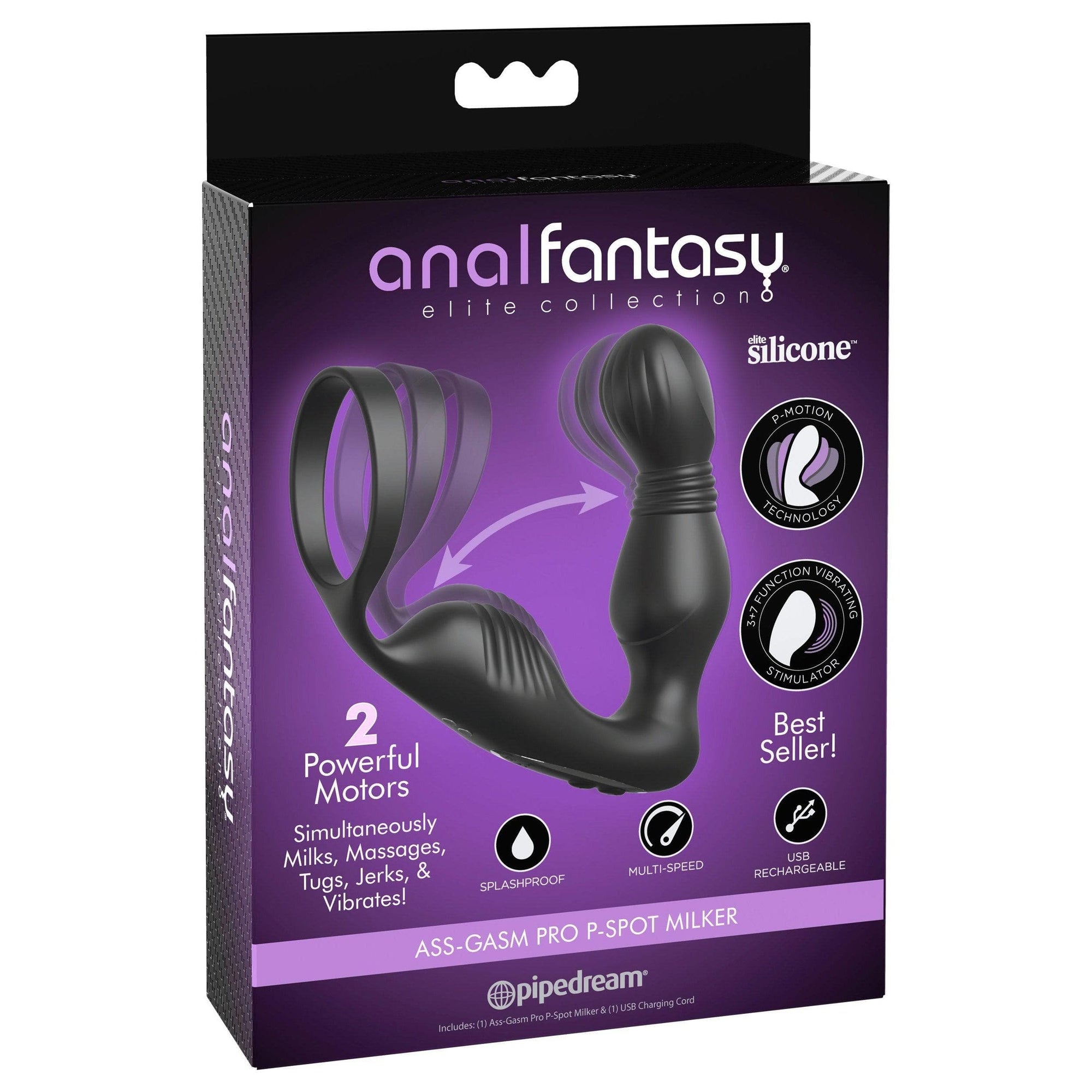 Anal Fantasy Elite Prostate-Gasm Pro Rechargeable Silicone P-Spot Milker - Romantic Blessings