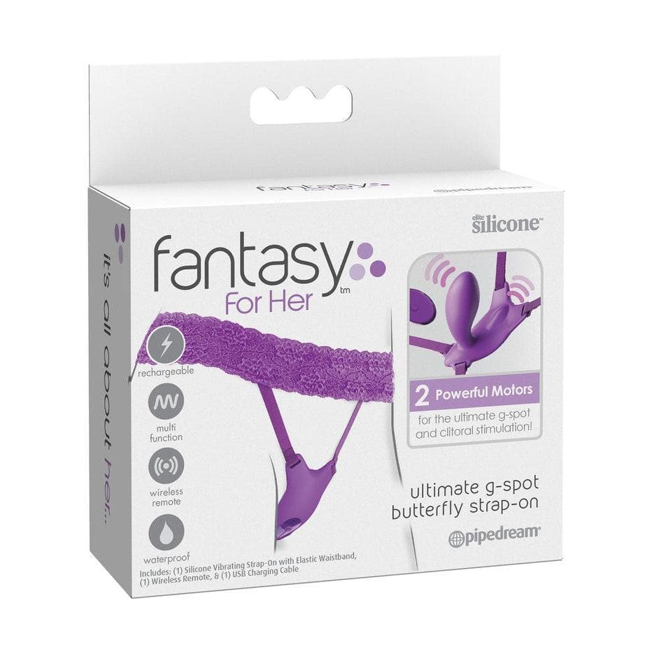 Fantasy For Her Ultimate G-Spot Butterfly Vibrating Strap-On with Remote Control - Romantic Blessings