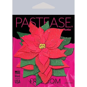 Pastease Christmas Winter Poinsettia Red & Green Nipple Pasties - Romantic Blessings