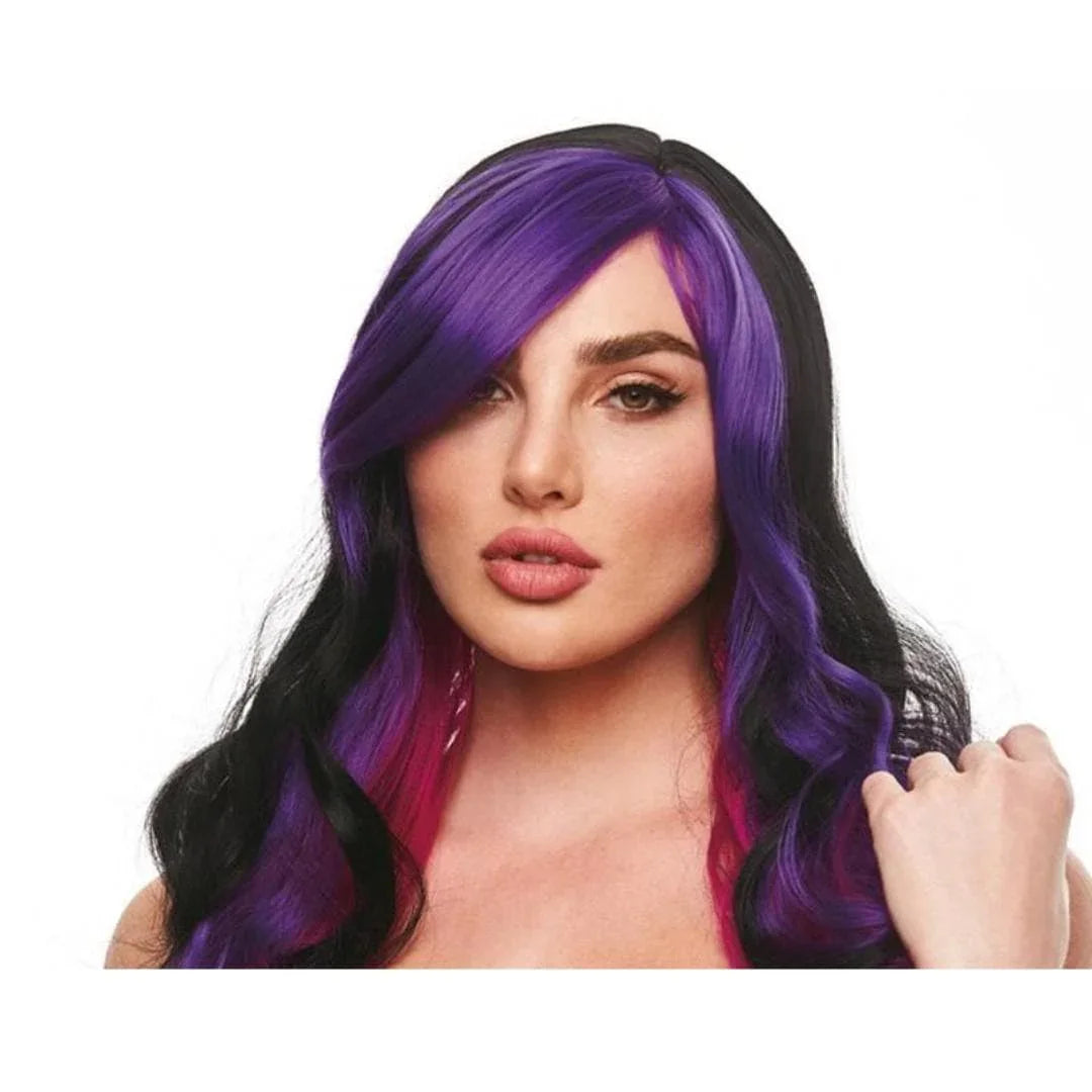 Pleasure Wigs Brandi Long Sweeping Bangs Wig Black/Purple/Pink - Romantic Blessings
