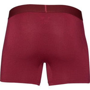 Wood Men's Super Soft Modal Blend 3 in Inseam Boxer Brief with Fly Burgundy Red - Romantic Blessings