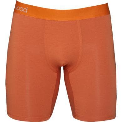 Wood Men's Super Soft Modal Blend 6 In Inseam Biker Brief with Fly Wood Orange - Romantic Blessings
