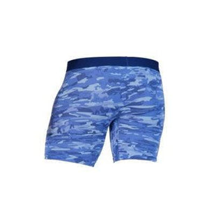 Wood Men's Super Soft Modal Blend 6 In Inseam Biker Brief with Fly Blue Camo - Romantic Blessings