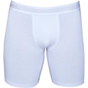 Wood Men's Super Soft Modal Blend 6 In Inseam Biker Brief with Fly White - Romantic Blessings