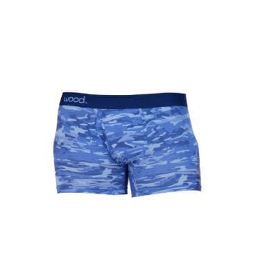 Wood Men's Super Soft Modal Blend 3 In Inseam Boxer Brief with Fly Blue Camo - Romantic Blessings