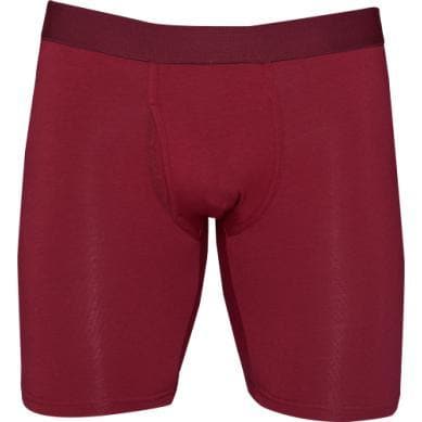 Wood Men's Super Soft Modal Blend 6 In Inseam Biker Brief with Fly Burgundy Red - Romantic Blessings