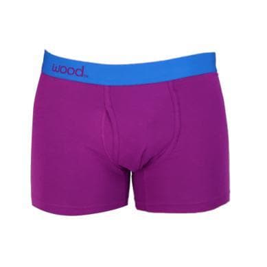 Wood Men's Super Soft Modal Blend 3 in Inseam Boxer Brief with Fly Grape - Romantic Blessings