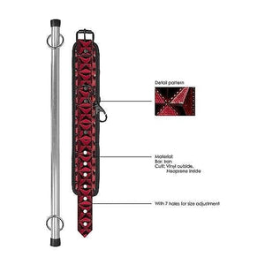 Shots Ouch! Luxury Adjustable Spreader Bar Burgundy - Romantic Blessings