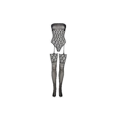 Shots Le Desir Strapless Crotchless Teddy With Stockings Black - Romantic Blessings