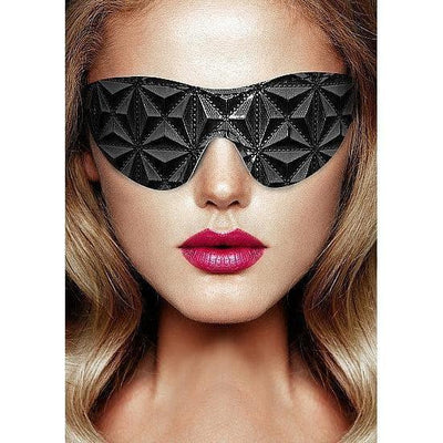 Shots Ouch! Luxury Diamond-Patterned Eye Mask Blindfold Black - Romantic Blessings