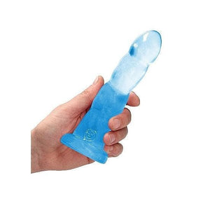 Shots RealRock Crystal Clear Non-Realistic 7 in Twisted Dildo With Suction Cup Blue - Romantic Blessings