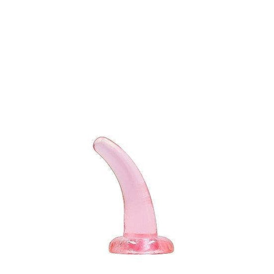 Shots RealRock Crystal Clear Non-Realistic 5 in Curved Dildo With Suction Cup Pink - Romantic Blessings