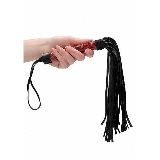 Shots Ouch! Luxury Diamond-Patterned Whip Flogger Burgundy - Romantic Blessings
