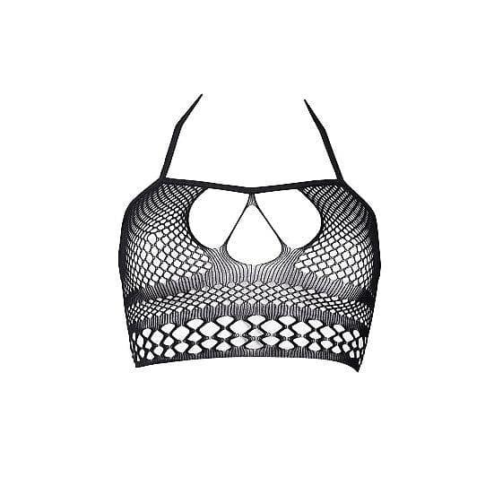 Shots Le Desir Bliss Strappy Fishnet Halter Top Black - Romantic Blessings