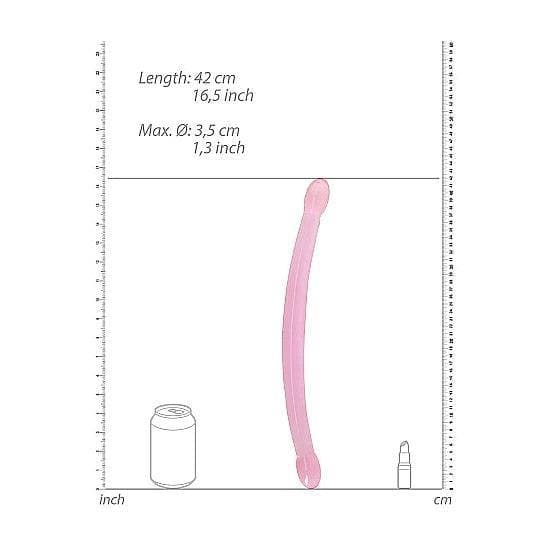 Shots RealRock Crystal Clear Non-Realistic 17 in Double Dildo Pink - Romantic Blessings