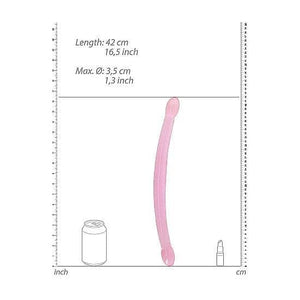Shots RealRock Crystal Clear Non-Realistic 17 in Double Dildo Pink - Romantic Blessings