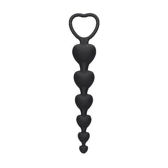 Shots Ouch! Silicone Anal Heart Beads Black - Romantic Blessings