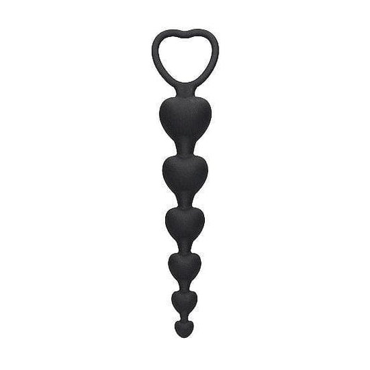 Shots Ouch! Silicone Anal Heart Beads Black - Romantic Blessings