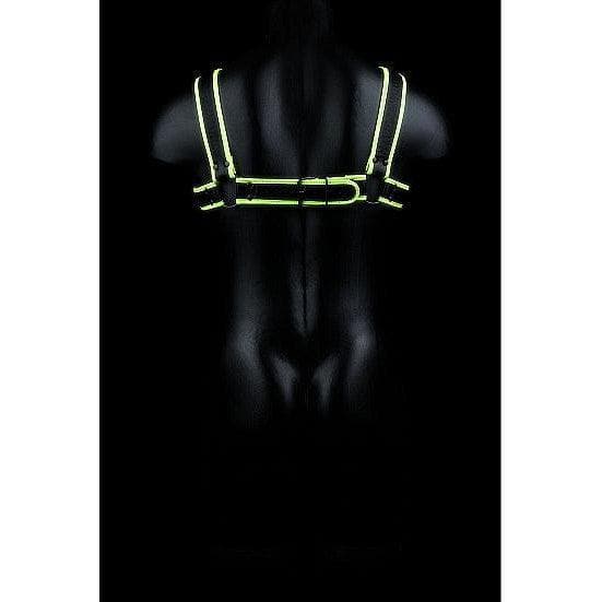 Shots Ouch! Glow in the Dark Bonded Leather Chest Bulldog Harness Neon Green