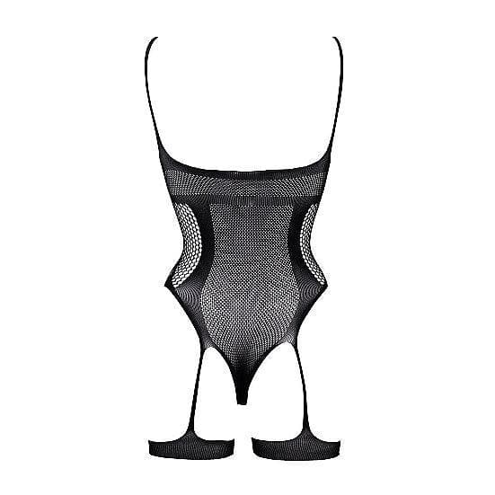 Shots Le Desir Bliss Open Cup Strappy Gartered Fishnet Teddy Black - Romantic Blessings
