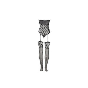 Shots Le Desir Strapless Crotchless Teddy With Stockings Black - Romantic Blessings
