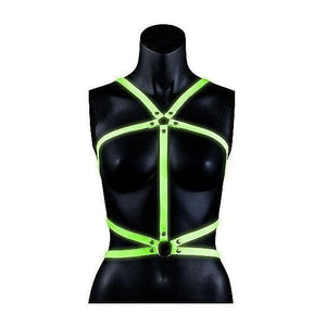 Shots Ouch! Glow in the Dark Body Harness Neon Green - Romantic Blessings