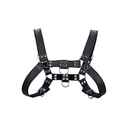 Shots Ouch! Bonded Leather Chest Bulldog Harness Blue - Romantic Blessings