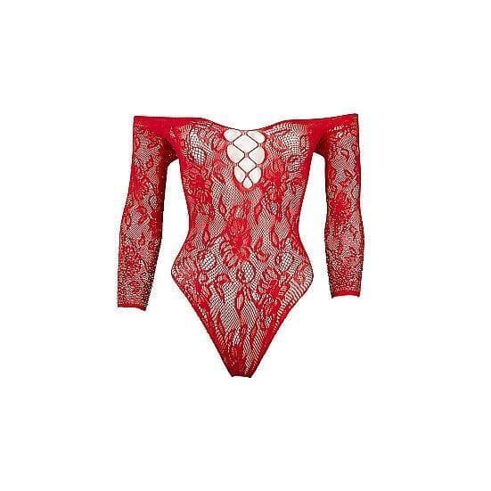 Shots Le Desir Wonder Rhinestone Crotchless Teddy Bodysuit Red - Romantic Blessings